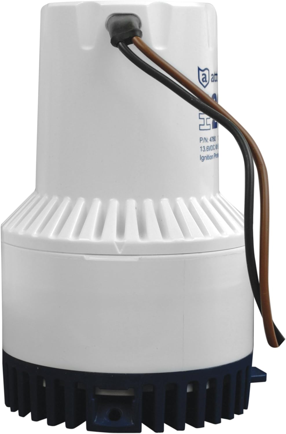 Attwood 4760-4 Heavy Duty 2,000 GPH Fully Submersible Boat Bilge Pump, White Finish