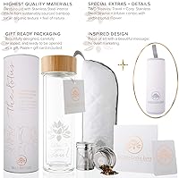 Vista 5 de Sacred Lotus Love Double-Walled Glass Tea Tumbler with Infuser and Strainer 15oz - Perfect for Loose Leaf Tea, Cold or Hot Water Bottle, Fruit