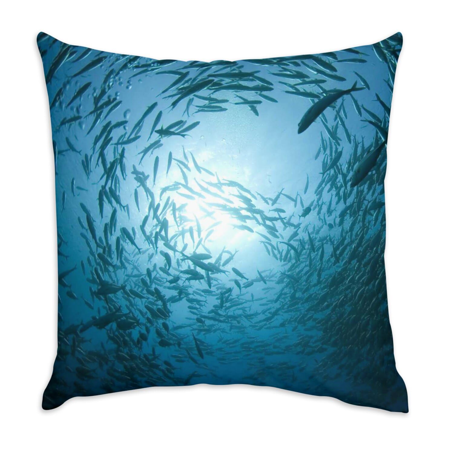 Coussin Velours Blanc Mer Ocean de 40x40cm avec Housse de Plongee