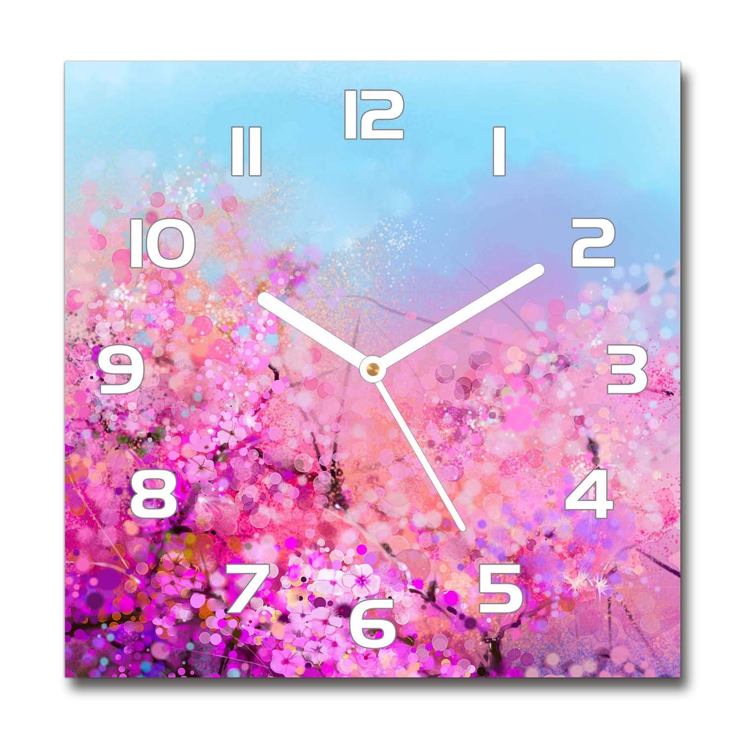 Horloge en verre 30x30cm salon posée design moderne avec mécanisme silencieux à aiguilles