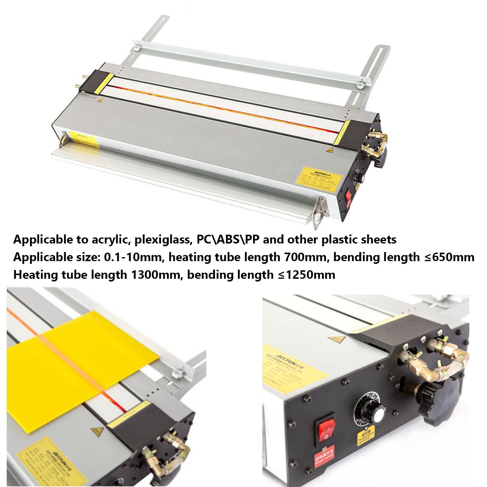Piegatrice acrilica con regolatore di angolo e lunghezza, aggiornata per plexiglass, PVC, ABS e altro, calibrazione del raggio di 70 cm per piegatura di precisione