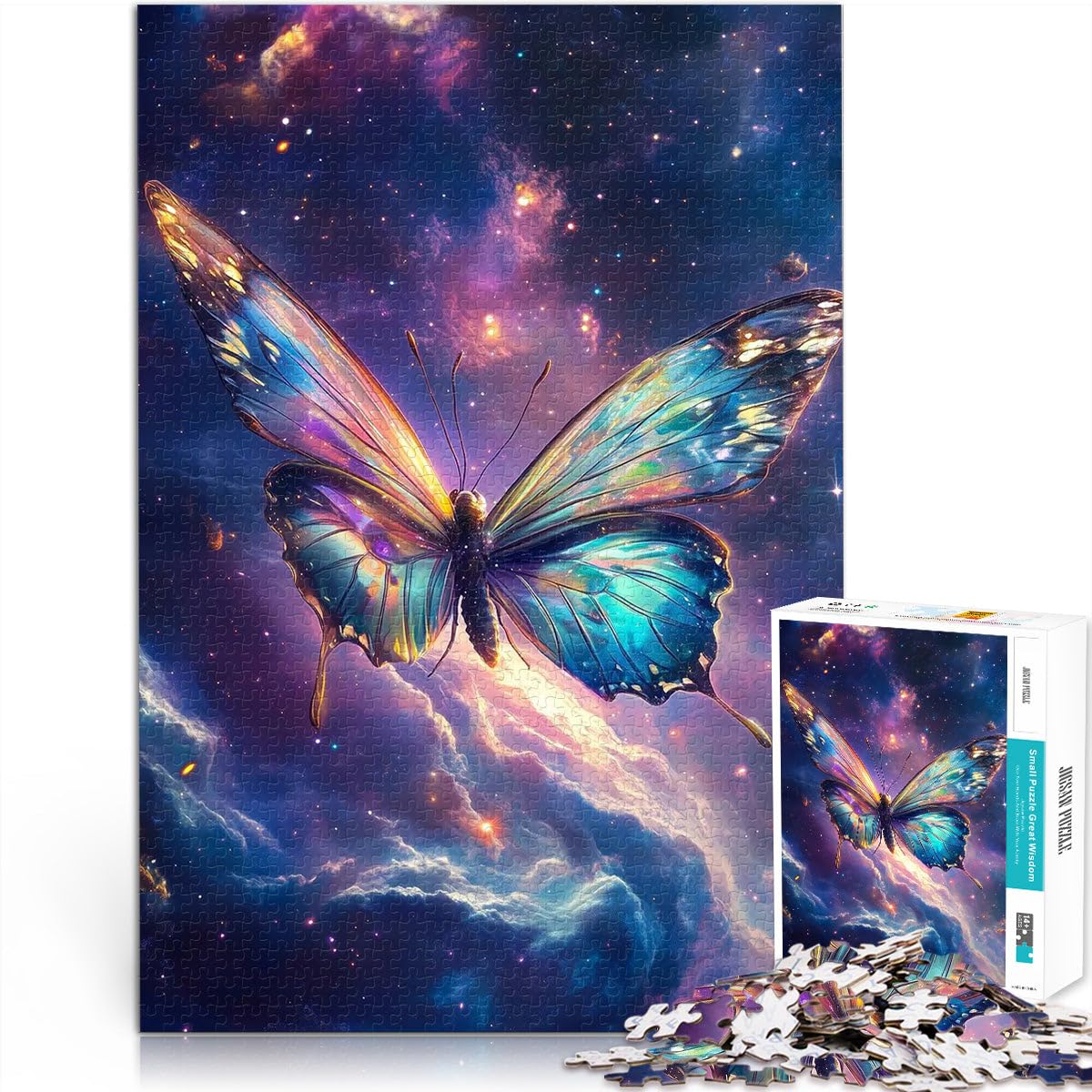 Jeu de Quiz Papillon Cosmique à Ailes de Verre Puzzle 2000 pièces pour Adultes 70x100cm Offrir en Cadeau à Toute la Famille Convient aux 14 Ans et Plus