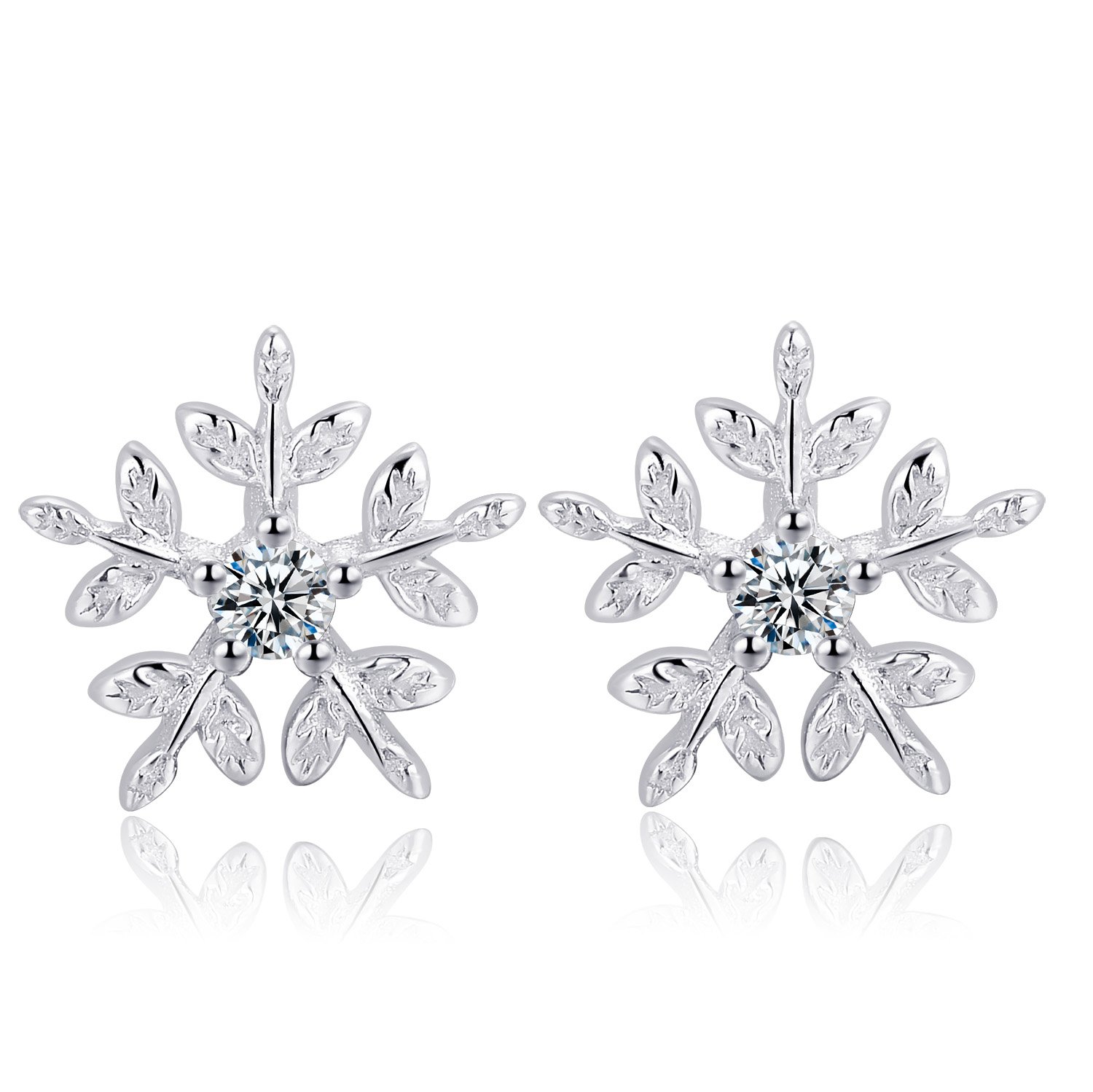 Candyfancy Orecchini A Fiocco Di Neve In Argento 925 – Con Cristallo – In Confezione Regalo – Donna E Ragazza