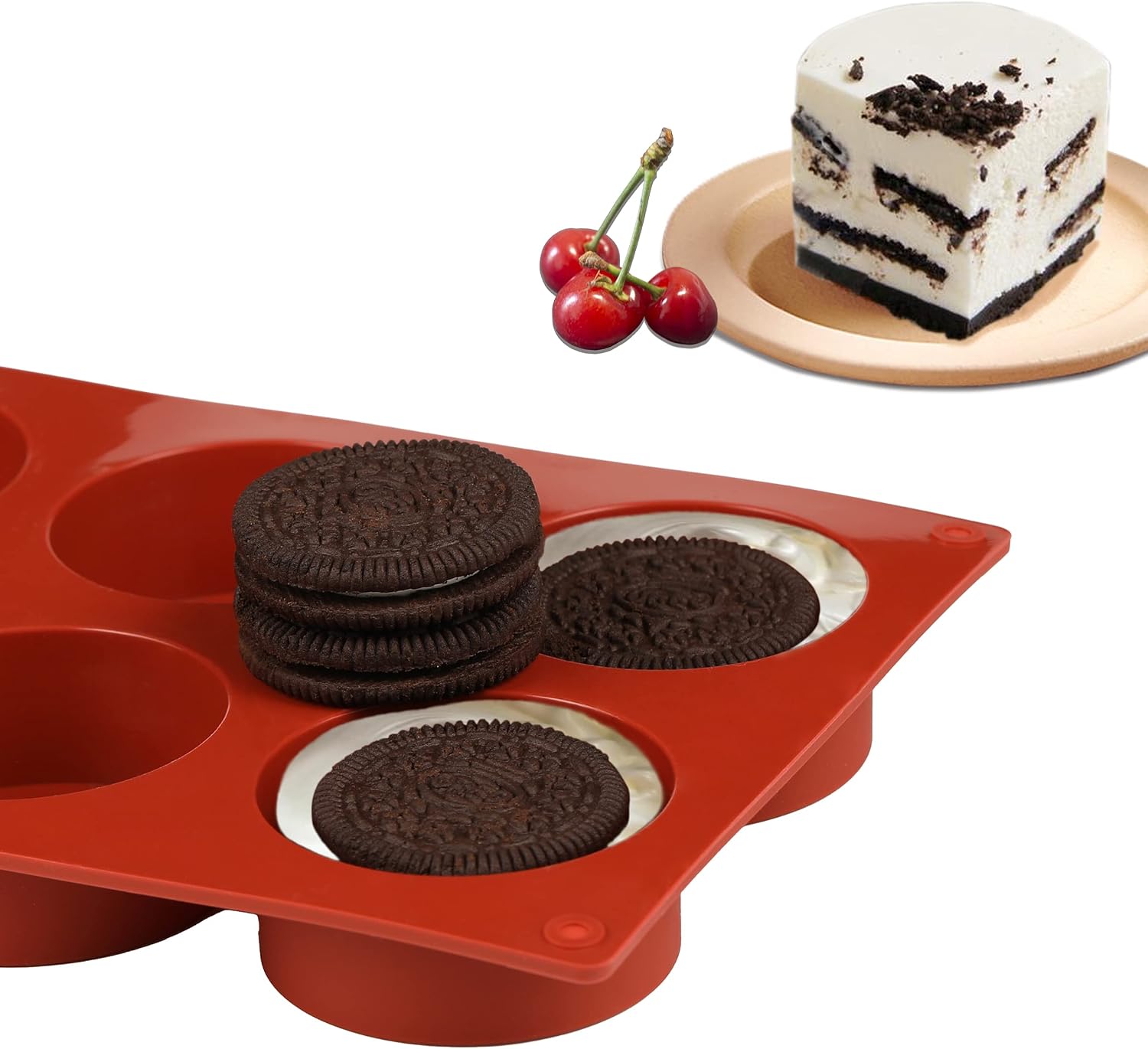 Silicone Cookie Molds, Round Cylinder Candy Chocolate Molds, Perfect Molds for Chocolate Covered Oreos, Cupcake, Candy, Pudding, Mini Soap Making (2, Brown)