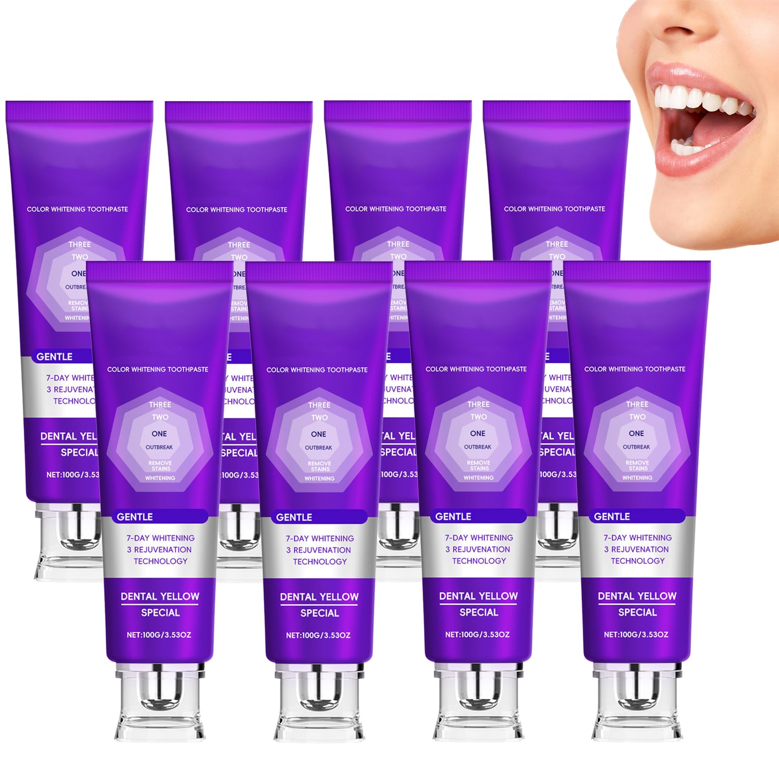 Pasta de dientes morada para blanquear los dientes y corregir el color, suave para el esmalte dental, limpieza diaria suave contra manchas, aliento fresco, apoya dientes blancos y cuidados naturales