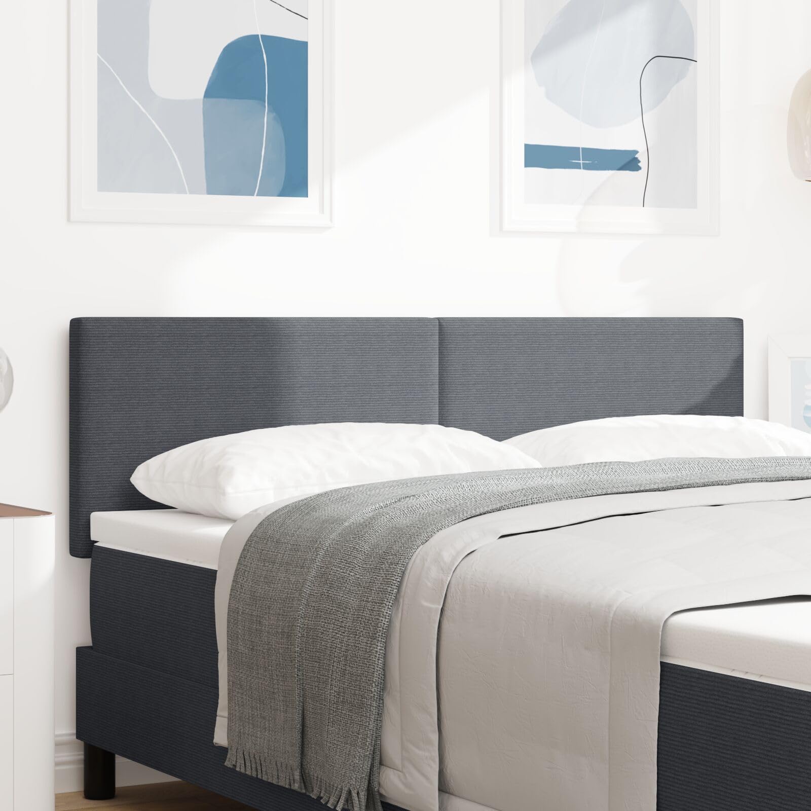Brokky 3338030 Testiera LED Design Semplice Grigio Scuro 80 cm Tessuto Corduroy di Testata in Legno,Testata Letto Matrimoniale Muebles Dormitorio Spalliera Letto Testiere per Letto Matrimoniale