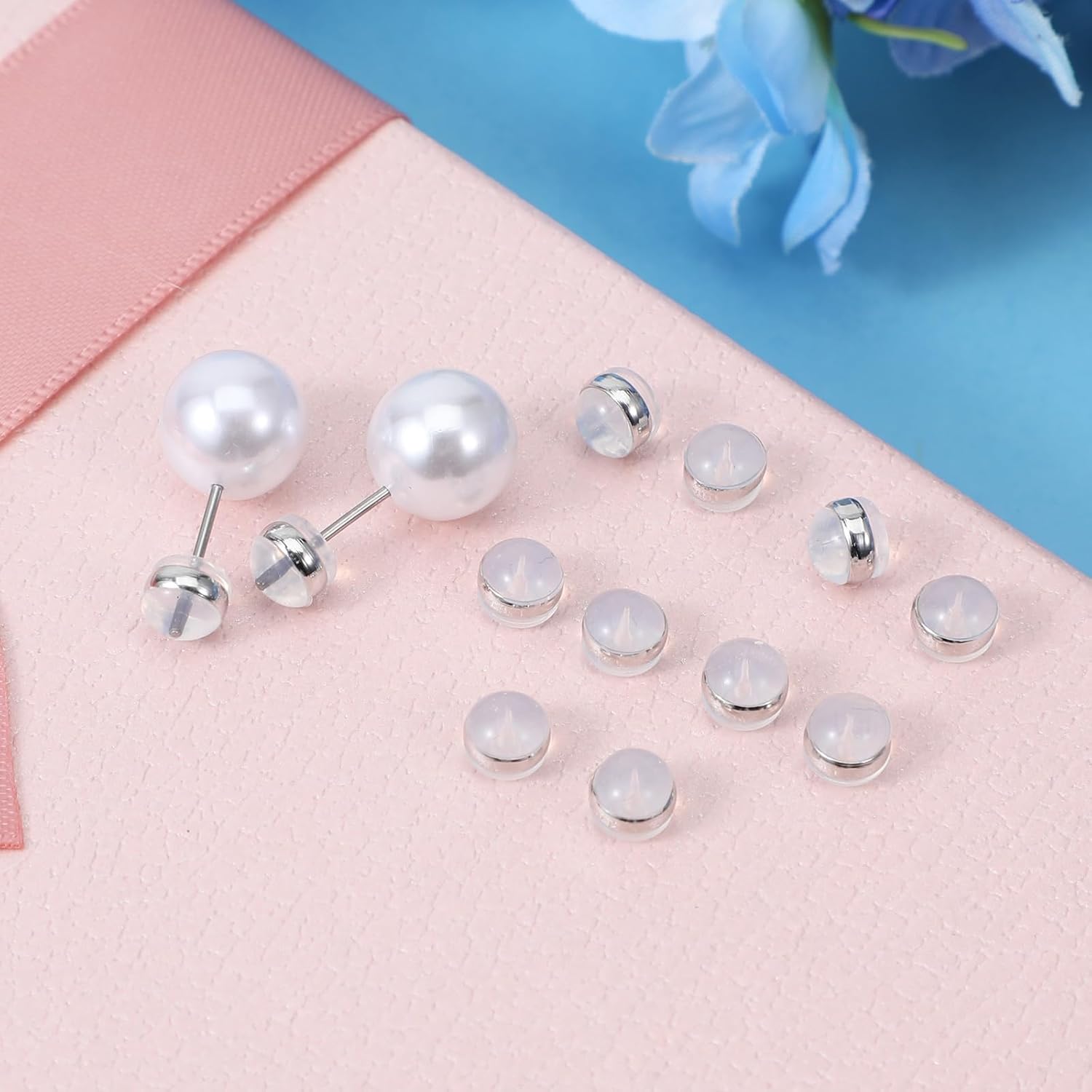 12 Pcs Silicone Flat Earring Backs for Studs Ear Wires Fish Hooks, Locking Secure Earring Backs for Heavy Droopy Earrings Hypoallergenice Soft Clear White - Image 5