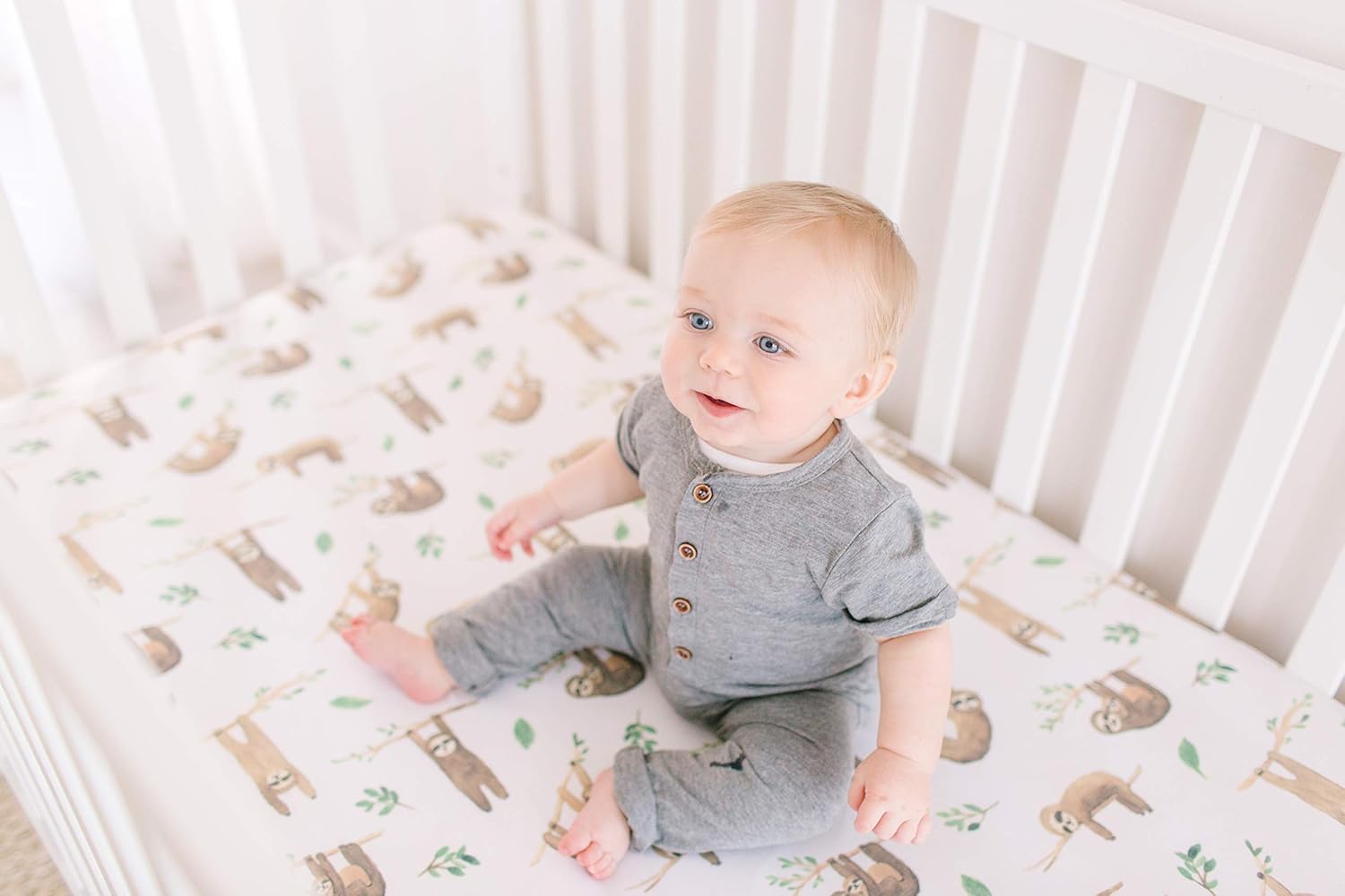 Copper Pearl Premium Knit Crib Sheets: Breathable and Soft, Fitted for Standard Mattresses, Perfect for Baby Registry or Shower Gift, Noah