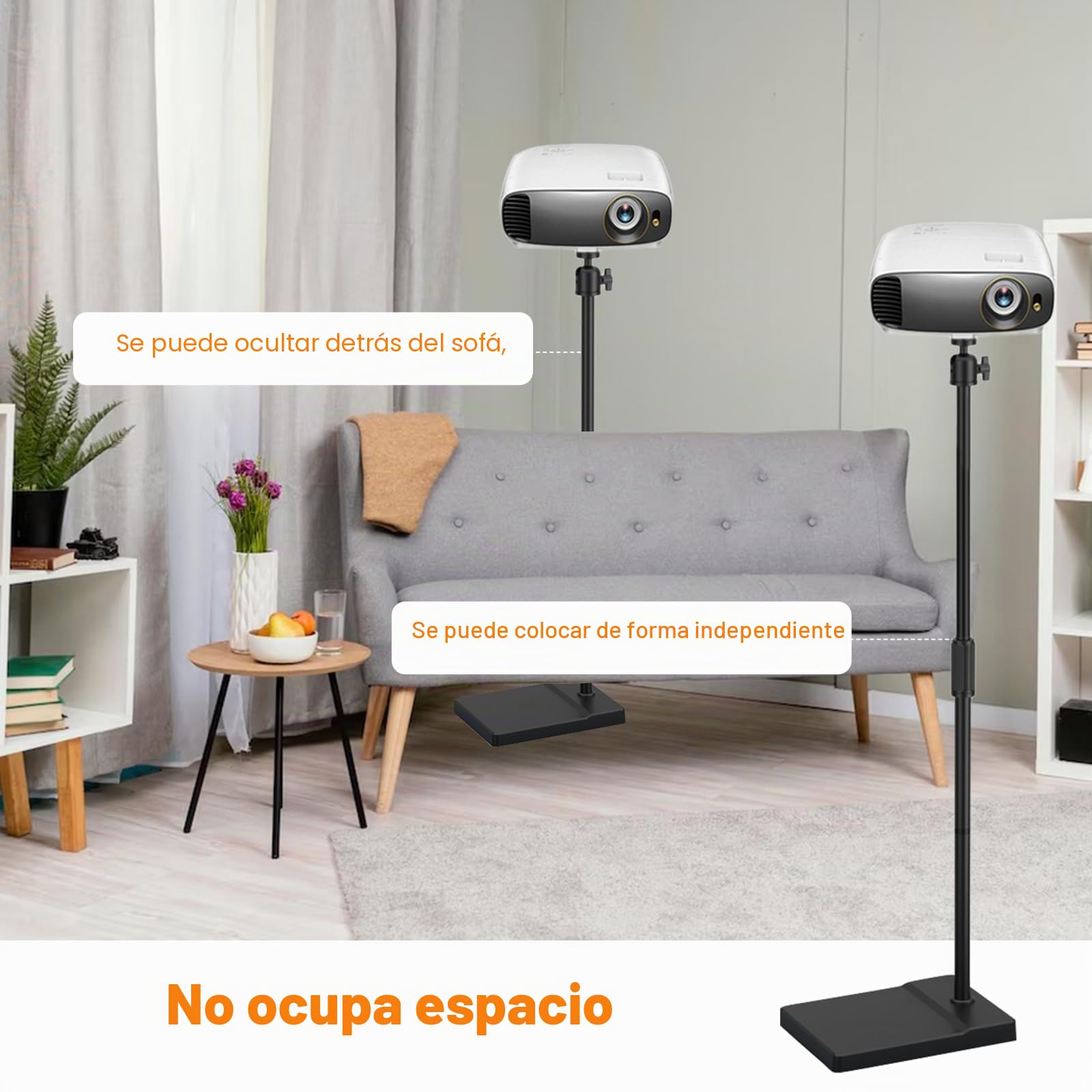 Soporte para Proyector, Altura Ajustable 121-155 cm, Giro de 360°, Trípode Estable con Base de Metal