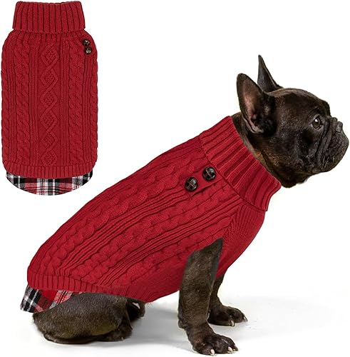 Miniatura 15 de KYEESE Suéter suave para perros pequeños, hembras, abrigado, de cuello alto, ropa elástica de punto para gatos, abrigo cómodo para mascotas