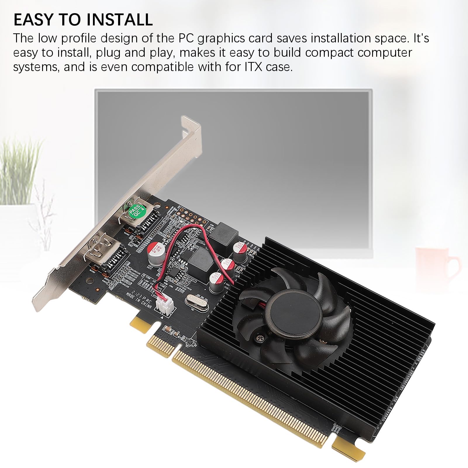 VBESTLIFE HD6570 2 GB Grafikkarte, DDR3 64 Bit GPU, 650 MHz 533 MHz, PCIE 2.0 X16 Desktop-Computer-Gaming-Grafikkarte mit 2 HDMI-Anschlüssen