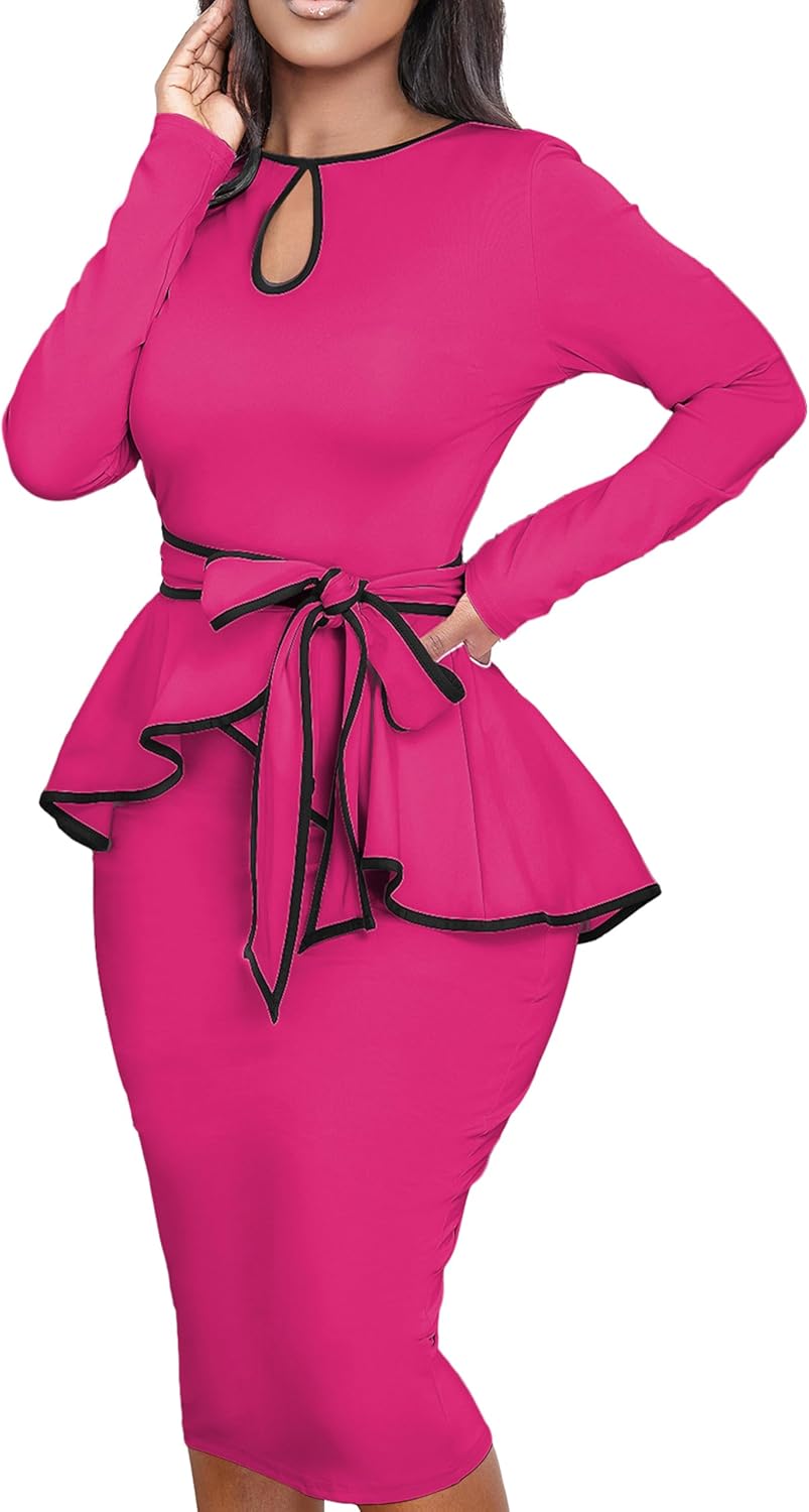 Women's Bodycon Vintage Dresses Elegant Peplum Dresses for Women Business Work Office - Image 4