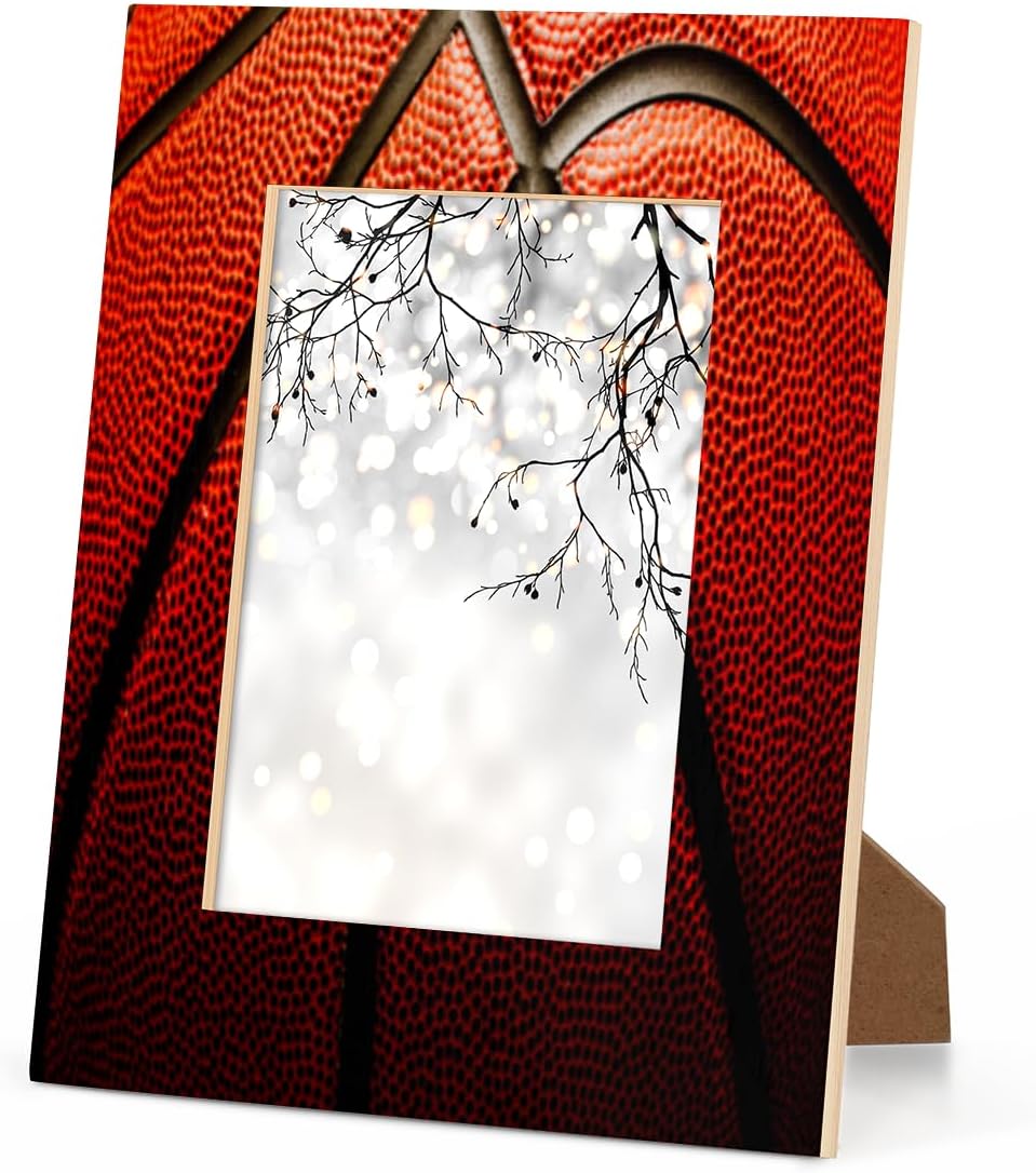 Basketball Sport Surface 8x10 Picture Frame Wooden Picture Frames for Wall Hanging & Tabletop Decor Display 8x10 or 8x8 Picture Collage Family Weddings Christmas Photo Frame for Gift
