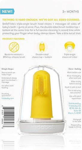 Miniatura 3 de Frida Baby Cepillo de dedo para bebés de primera vez con estuche de almacenamiento, desde 3 meses en adelante, 1 unidad