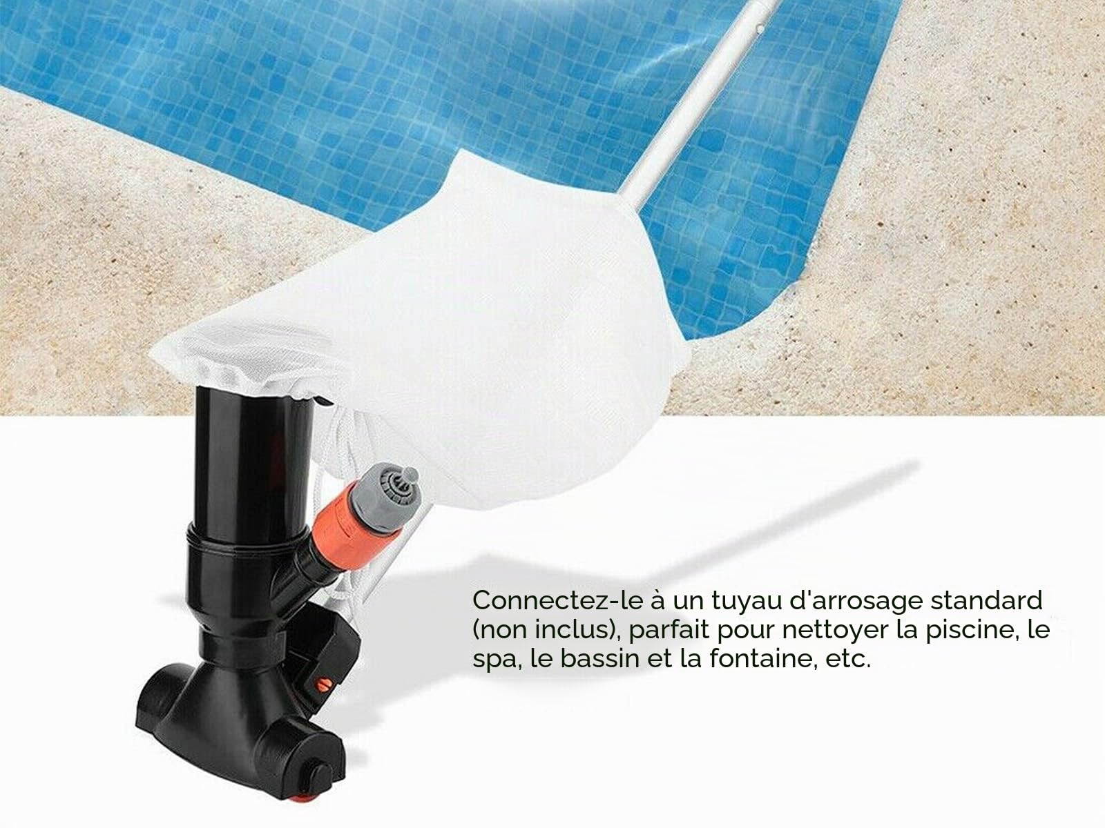 Aspirateur Piscine Hors Sol Manuel, Aspirateur De Piscine pour Tuyau D'Arrosage, Hydraulique Aspirateur Spa Et Bassin De Jardin, Aspirateur Bassin Creusée Fond Et Parois, Mur sans Électricité (Nero)