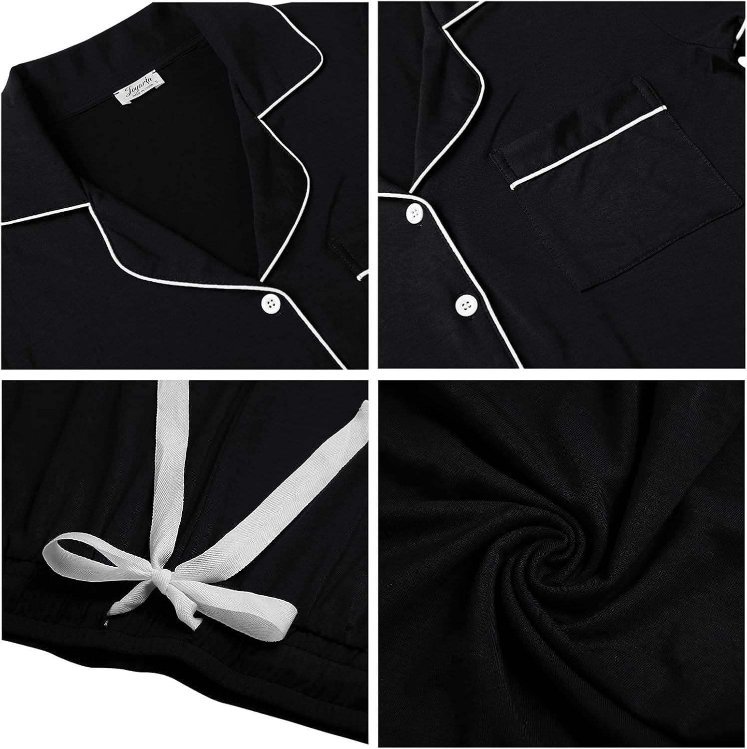 Joyaria Womens Cooling Bambo Viscose Pajamas Short Sleeve Button Down Pj Shorts Set Ultra Soft Summer Sleepwear-Small-XXL - Image 3