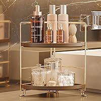 Vista 13 de FSyueyun Organizador esquinero de 2 niveles para mostrador de baño, instalación sin herramientas, estante de tocador de plástico pequeño, bandeja