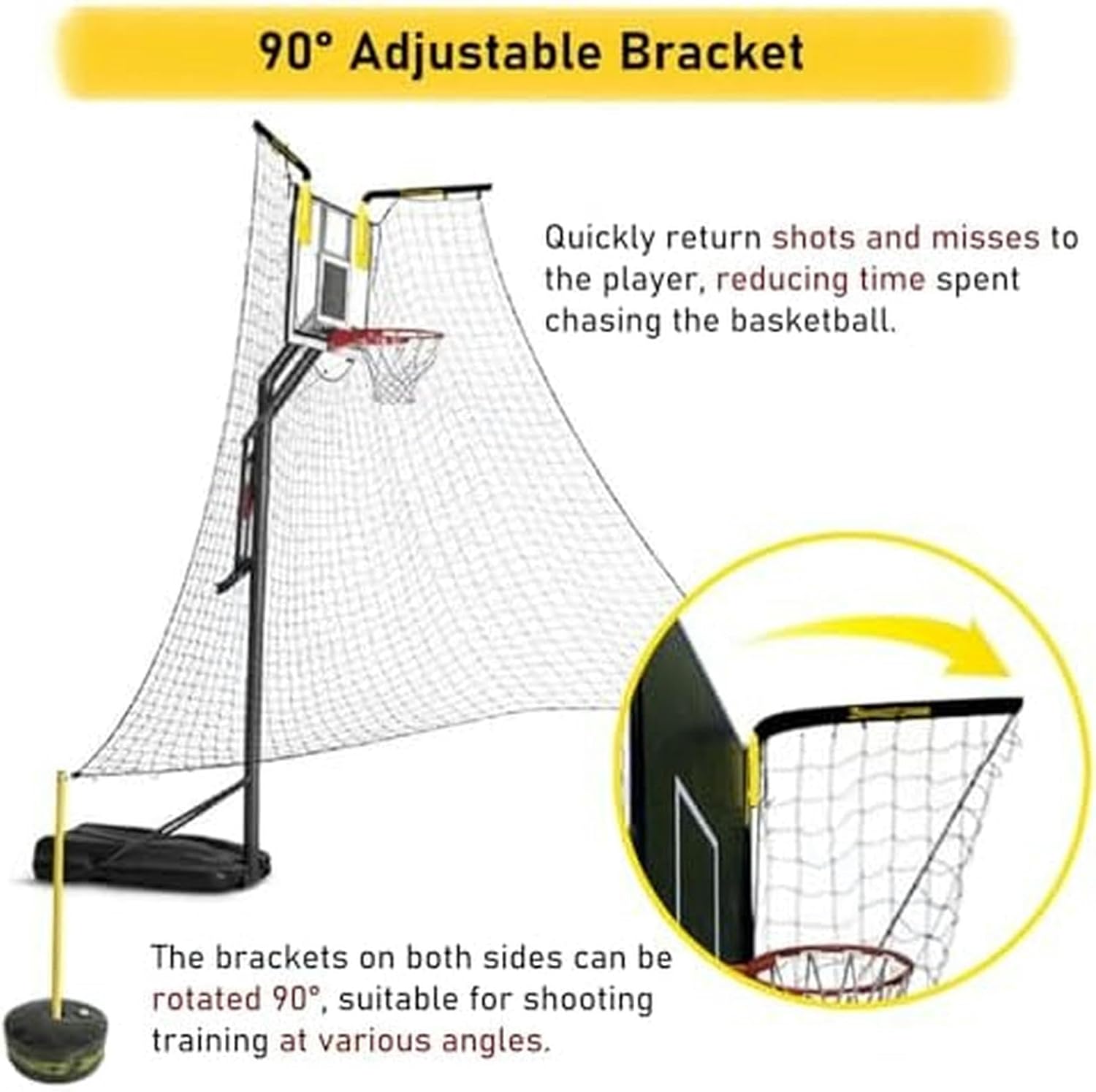 Automatic Shot Return Net Attachment - Simply Hook onto Your Hoop for Instant Smart Training, Compatible with Standard and Non-Standard Rims