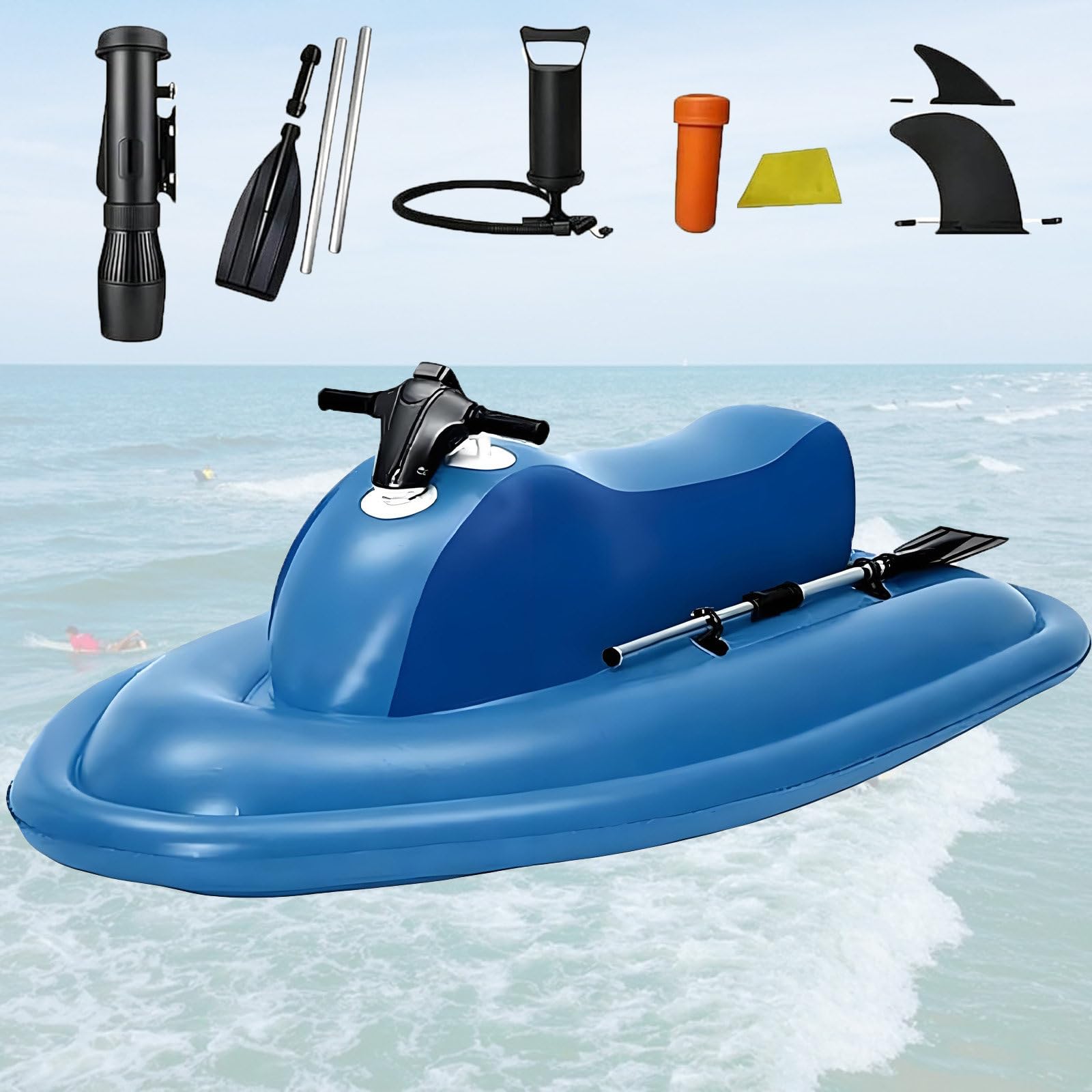 NYANS Motorized Inflatable Ride-On Watercraft Set with 500W/700W Motor, Max Load Cap. 330 lbs, Electric Inflatable Jet Ski for Adults,for Sea Pool Party Water Sports 700W16A