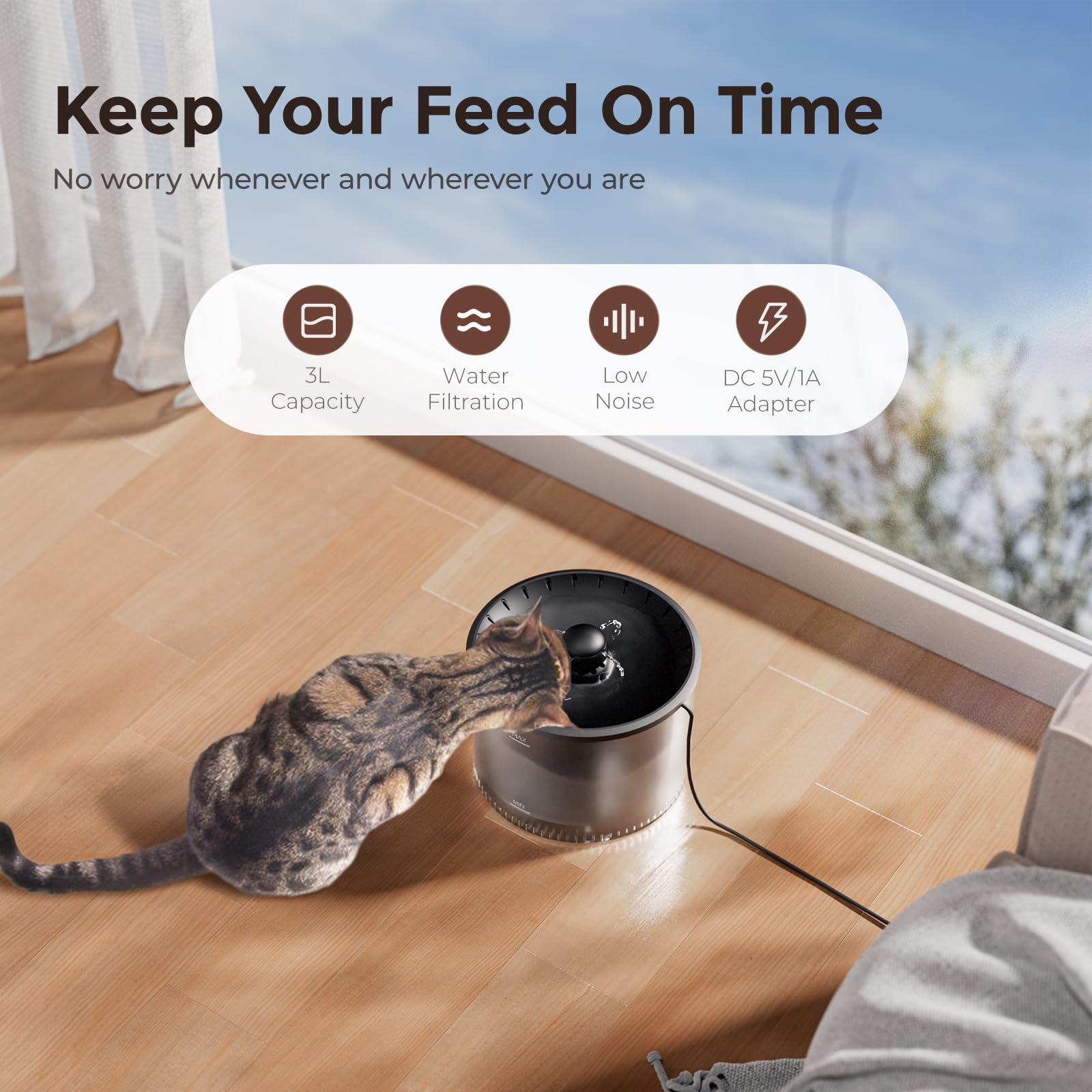 IMIPAW Automatic Cat Feeder 5G WiFi and Water Dispenser, Timed Dry Food Dispenser APP Remote Control, Programmable Portions, with Desiccant, Cat Fountains for Drinking with Filter, Small Pets (Combo)