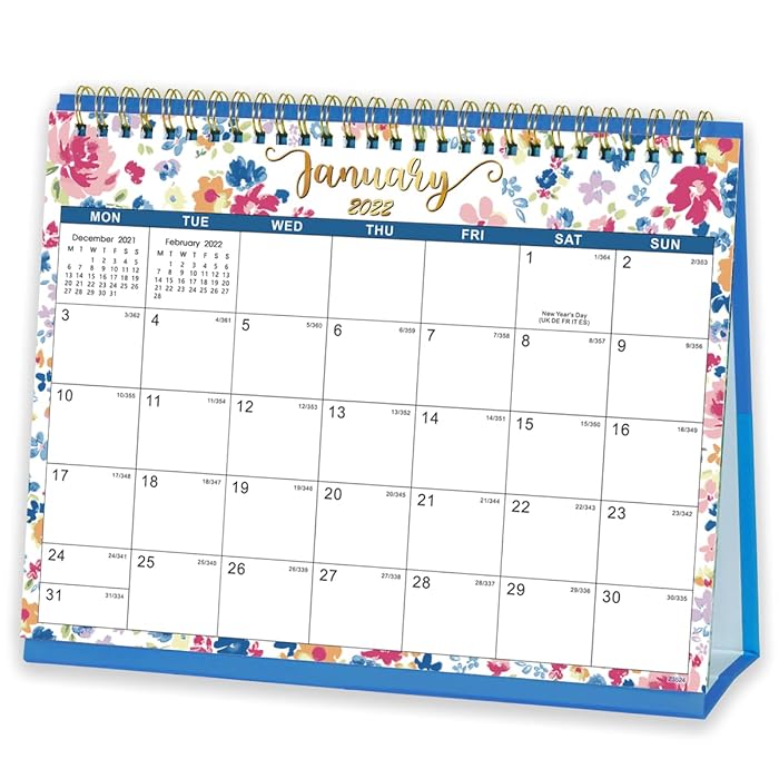 Buy Desk Calendar 2022 Standing Flip Calendar with Premium White