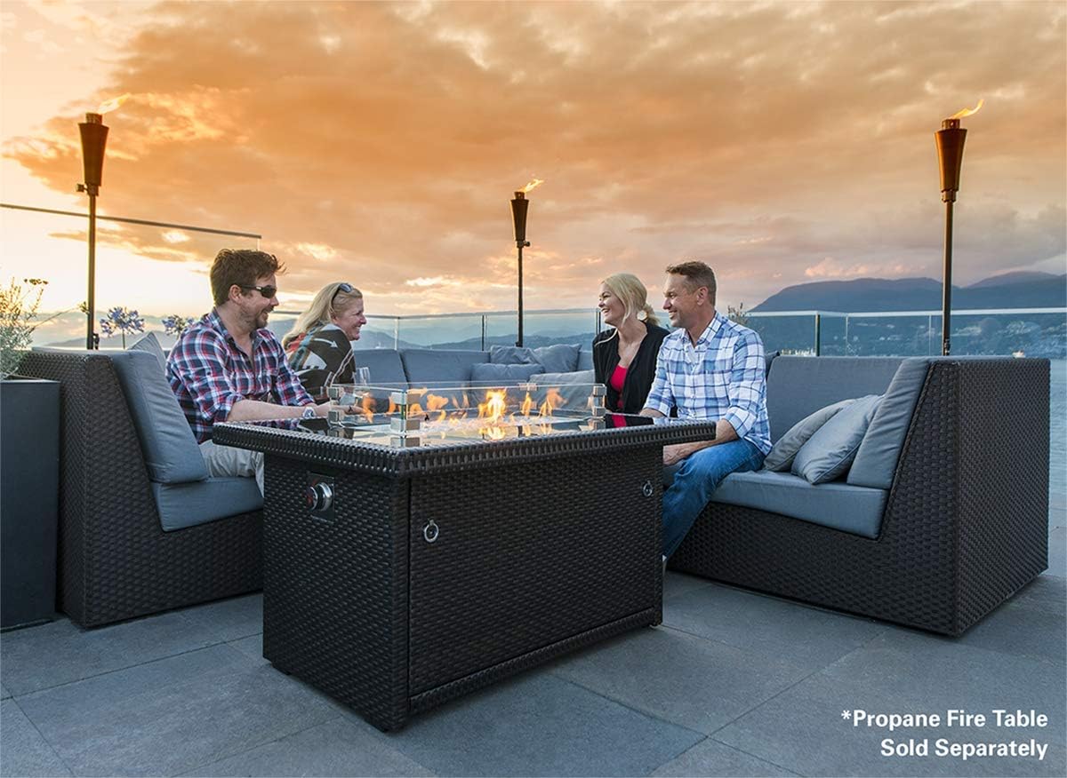 Rectangular Fire Table Accessory Set with Glass Wind Guard and Cover