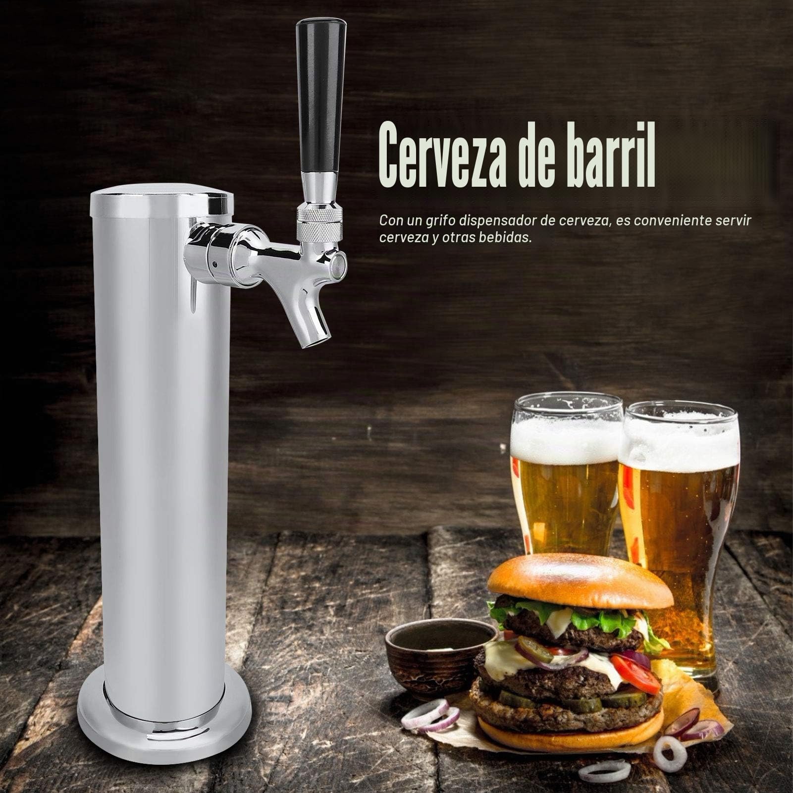 Torre de Barril de Cerveza de Acero Inoxidable, Dispensador de Cerveza de unGrifo, Equipo de Elaboración de Cerveza, Accesorios de Preparación Aptos para Bares de Cocina,