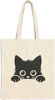 شنطة يد كبيرة توت من القماش بسوستة لمحبي القطط - لون بيج - 737