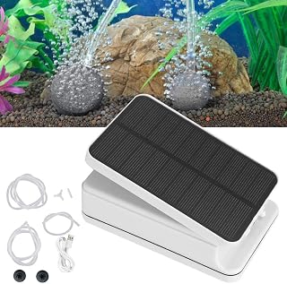 Oxygenator Pump, Solar/USB Charging Dual Power Portable Solar Aerator Pump, Oxygen Air/O2 Pump with Bubble Stone, for Garden Pool Outdoor Fishing Aquariums Tanks