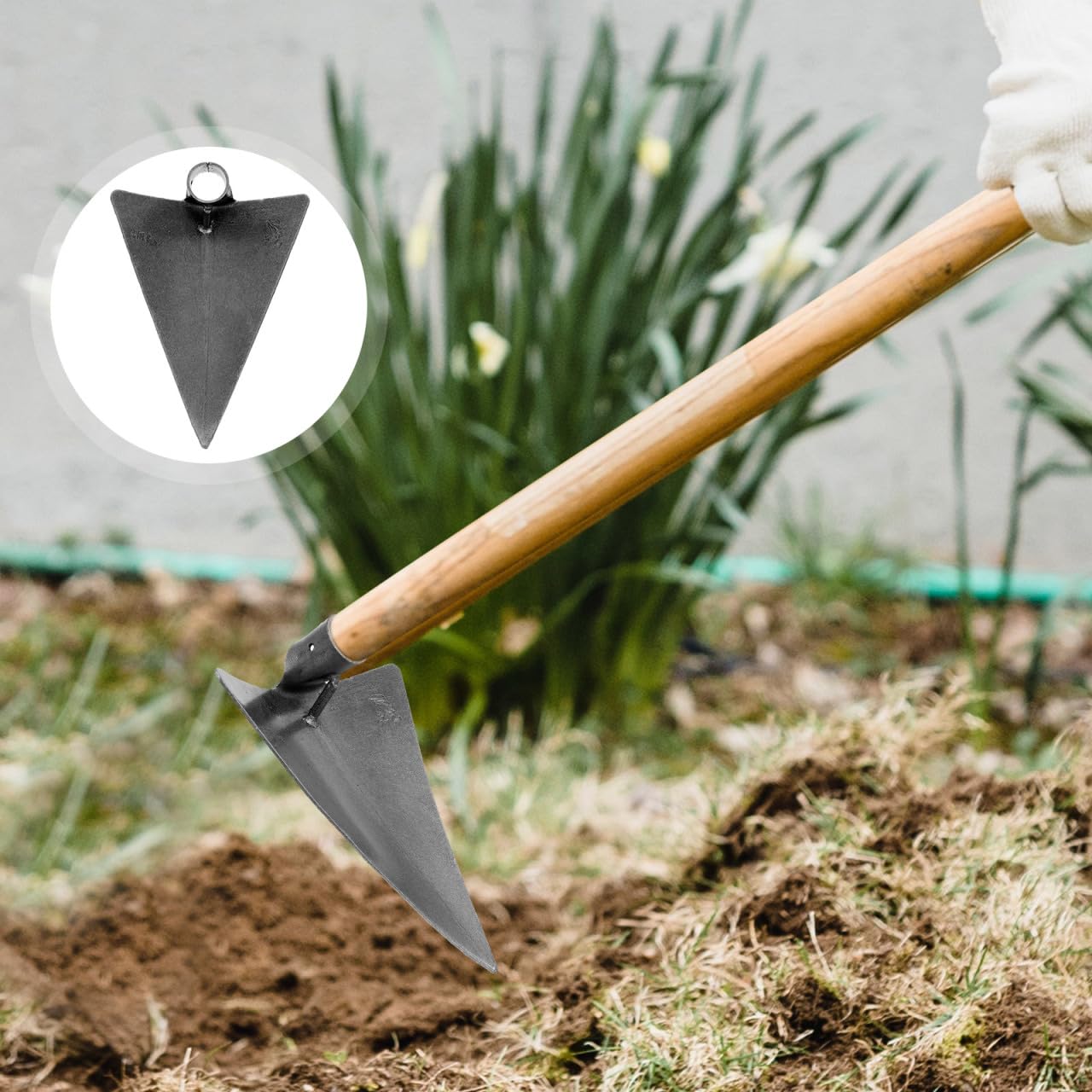 Housoutil 1pc Triangle Hoe Japanese Tools Hand Tools Triangle Hoe Replacement Japanese Hand Hoe Gardening Hoe Garden Hoeing Tool Weeding Hoe Planting Hoe Black Dig a Hoe High-Carbon Steel