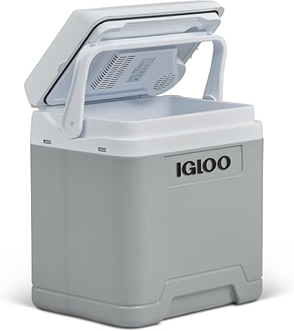 IGLOO IE27 AC/DC Nevera eléctrica 27L – 12V y 230V – Nevera compacta para Coche, Camping, camión y Barco – Ligera, portátil y con Compartimento para el Cable