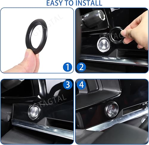 Miniatura 5 de Cubierta de botón de arranque de parada del motor para Chevrolet Corvette C8 Stingray 2020-2024, accesorios de anillo de arranque de encendido ABS