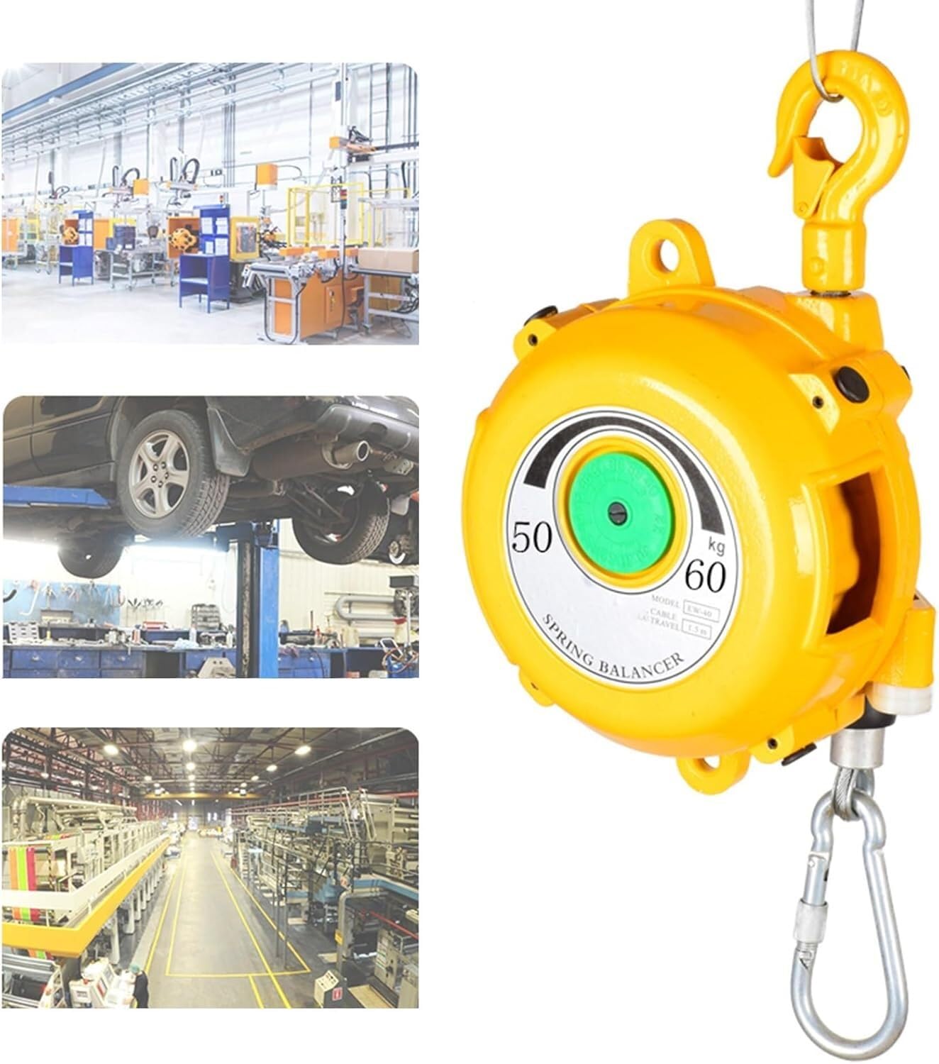 VUIKLCty Spring Balancer Tool Balancer With Wire Rope And Hook For Workshop And Automotive Equipment(Size : 50-60kg)