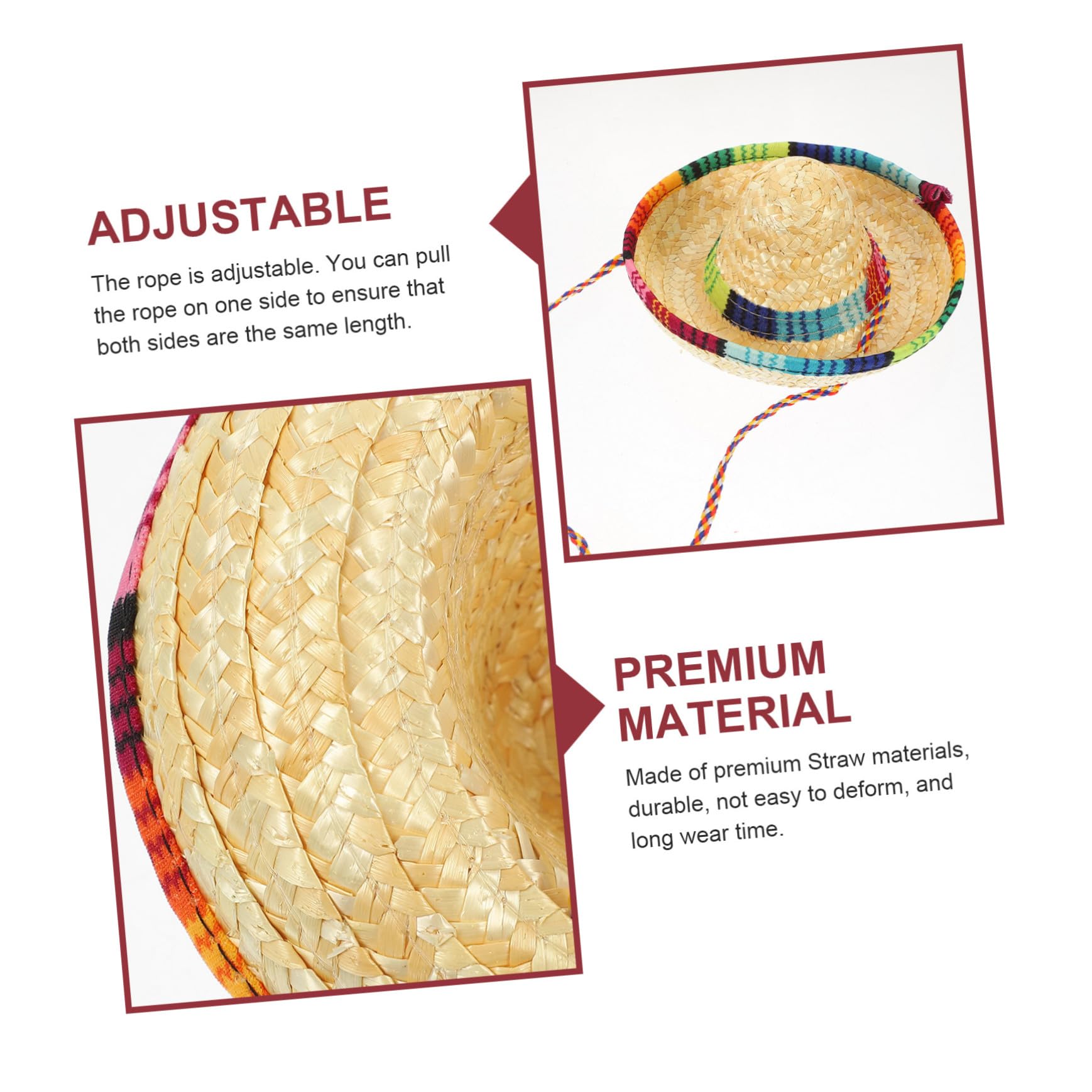 TOYANDONA 10piezas Sombrero para Mascota Cómodo y Ajustable para Perros y Gatos Diseño Decorativo para Fiestas y Eventos De Verano Sombrero para Cachorro Estilo Mexicano Protección Solar Par