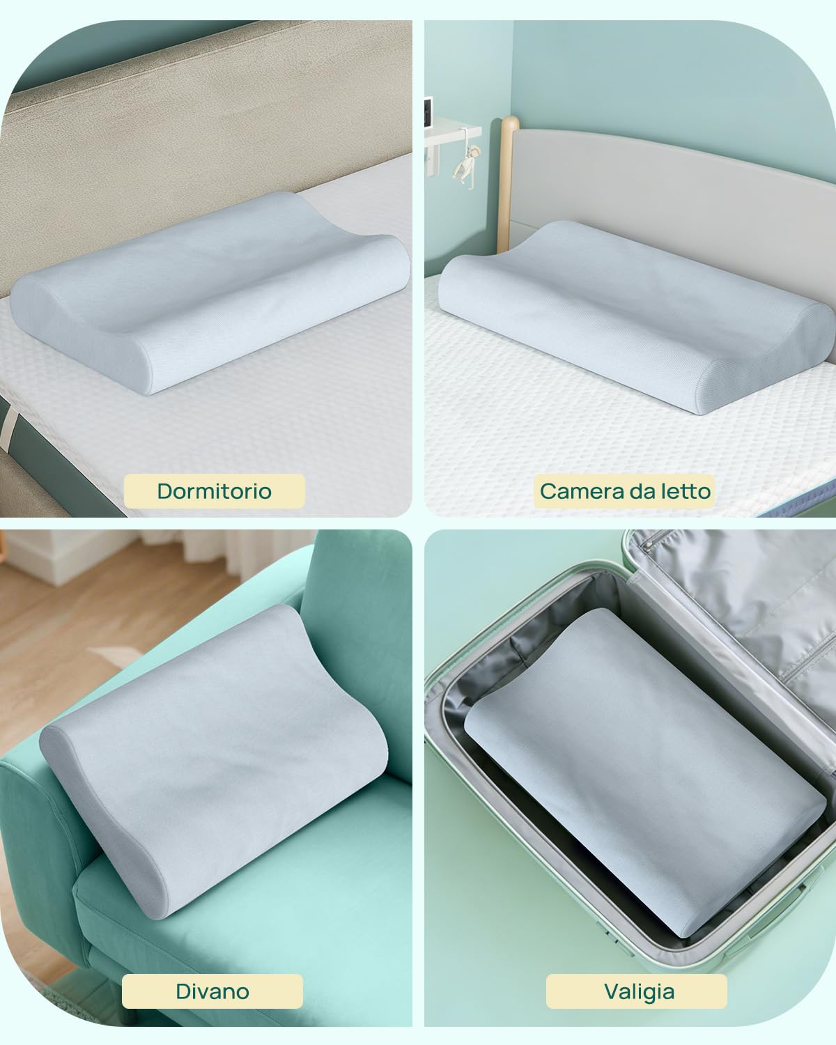 Releep Cuscino Cervicale per Chi Dorme di Lato, Cuscino Ergonomico in Memory Foam al Gel Regolabile, Cuscino Sagomato per un Sonno Ristoratore