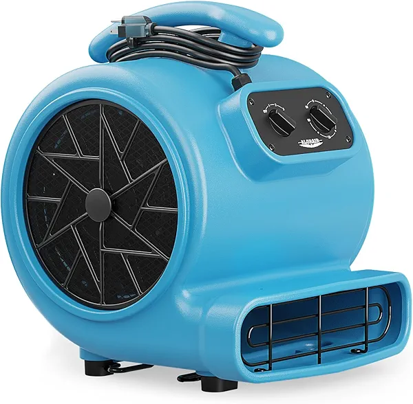 ALORAIR 2000 CFM Air Mover Blower Fan for Industrial, Floor Drying Fan, Carpet Dryer - Timer, Filter, Stackable, 3 Speeds, 5 Adjustable Angles, for Water Damage Restoration and Plumbing - GE2000TF