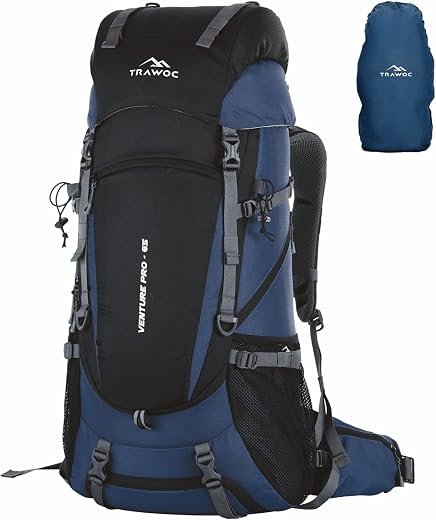TRAWOC VENTURE PRO 65 Liter Internal Frame Camping Trekking Hiking Backpack Travel Bag for Men &amp; Women Front &amp; Top Loading...