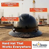 Vista 5 de Texas America Safety Company Casco duro RIDGELINE de ala completa con ajuste de perilla de 6 puntos y bolsa