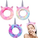 Chuangdi 3 Pieces Unicorn Headbands Unicorn Makeup Headband Spa Headband Cute Shower Hairband Gifts for Women Girls Washing Face, Makeup, Sports, Yoga, Spa