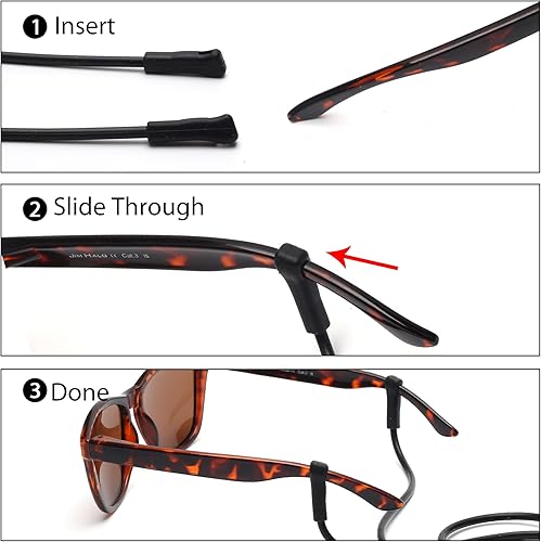 Miniatura 3 de JM Soporte de correa elástica de silicona para lentes de sol, resistente al agua, cadena de gafas de sol deportivas para mujeres, hombres y niños,