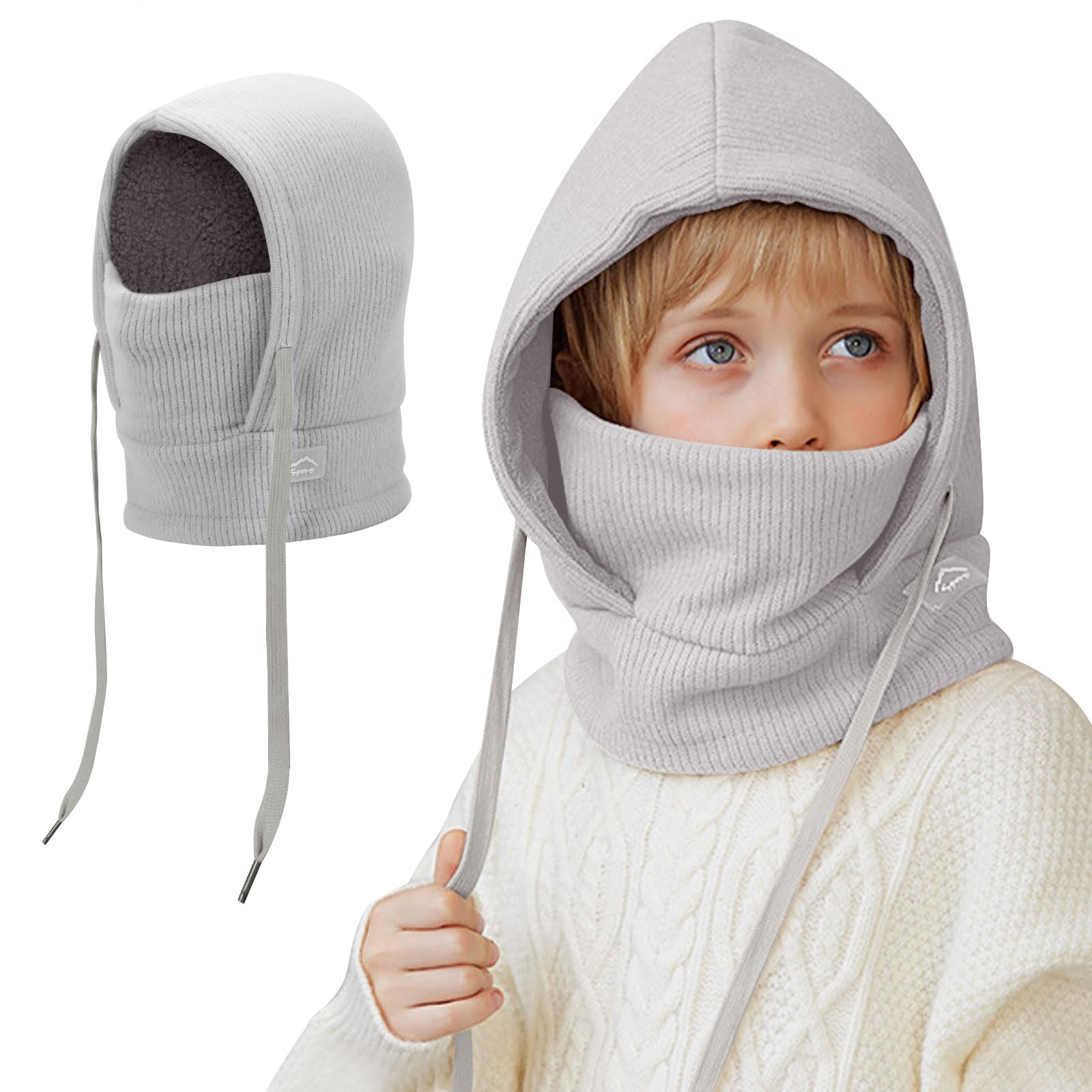 Mayoii Children's Winter Thermal Balaclava, Multifunctional Windproof Ski Mask, Warm Knitted Fleece Hat Hood, Neck Scarf for Boys Girls 4-12 Years