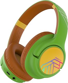 PowerLocus Kids Headphones Wireless, 74/85/94dB Volume Limit, 45H Playtime | LED Lights, Bluetooth Kids Headphones Over Ear, Foldable with Microphone, Sharing Function for iPad/Travel/Tablet/PC