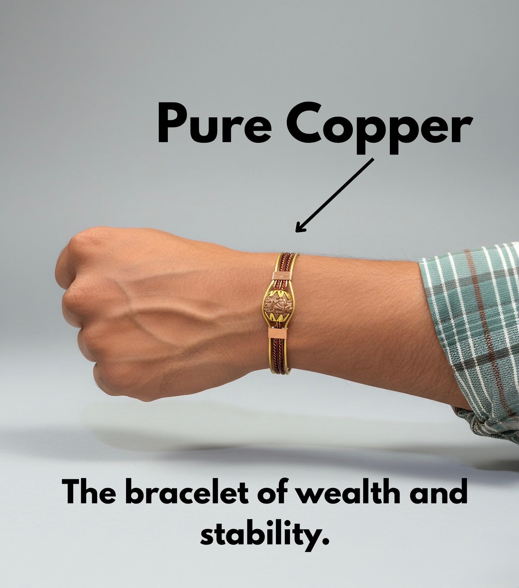 RUDRADIVINE 7 Mukhi Rudraksha Copper Wire Bracelet, Traditional Design, Spiritual, Religious Accessory for Strength, Protection, and Prosperity - Image 5 thumbnail