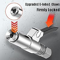 Vista 2 de Grease Gun Coupler Grease Gun Fittings Quick Lock and Release Lube Heavy Grease Gun Nozzle Tips Coupler Compatible with All Grease Guns 1/8" Npt End