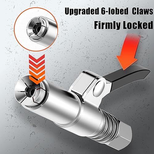 Miniatura 2 de Grease Gun Coupler Grease Gun Fittings Quick Lock and Release Lube Heavy Grease Gun Nozzle Tips Coupler Compatible with All Grease Guns 18" Npt End