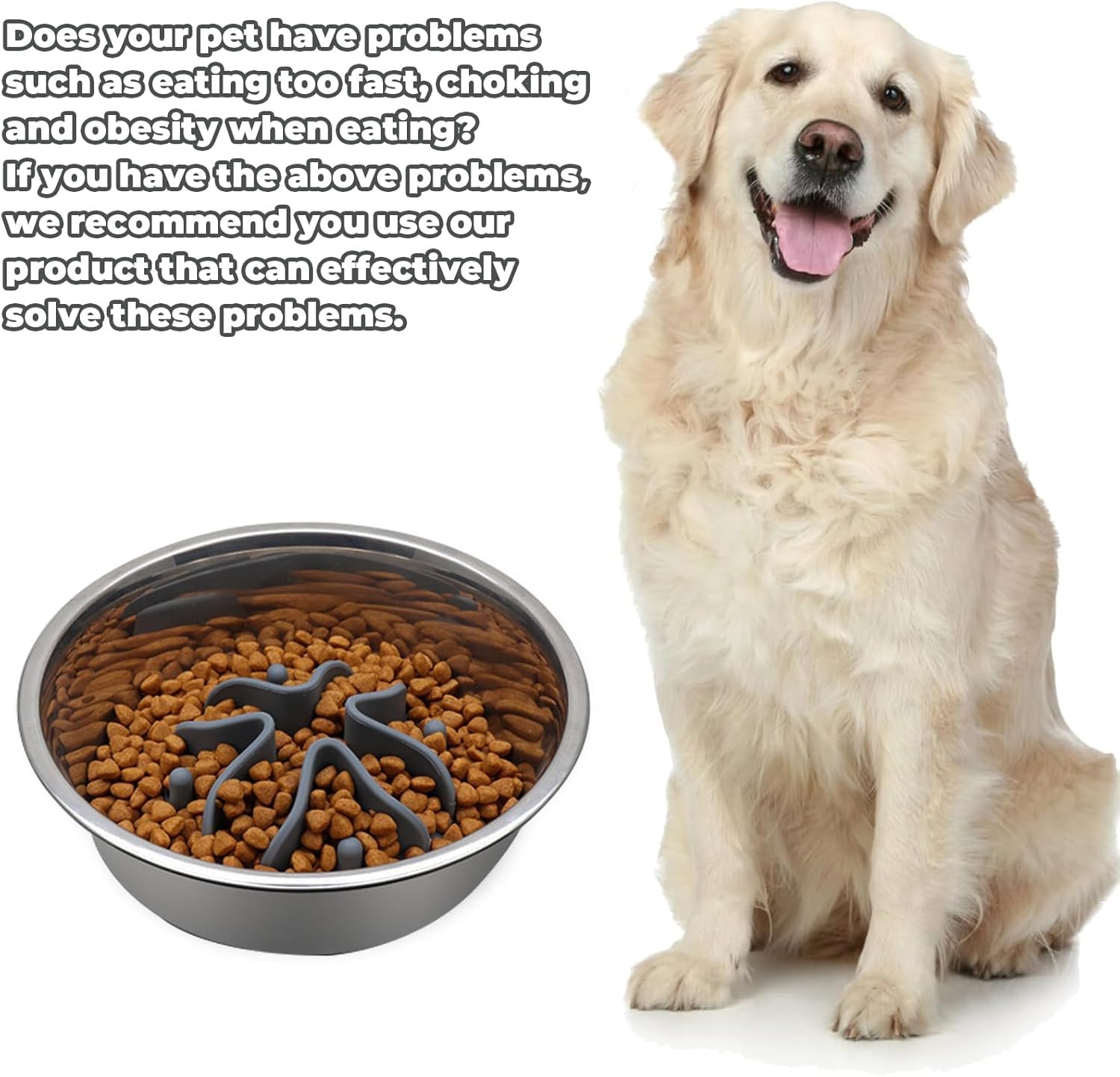 One Piece Silicone Slow Feeder Dog Bowl Insert Stong Suction Cups Silicone Pet Slow Feeder Spiral Pet Feeder Insert for Most Dog Bowl Dog Dish (Grey - Image 4