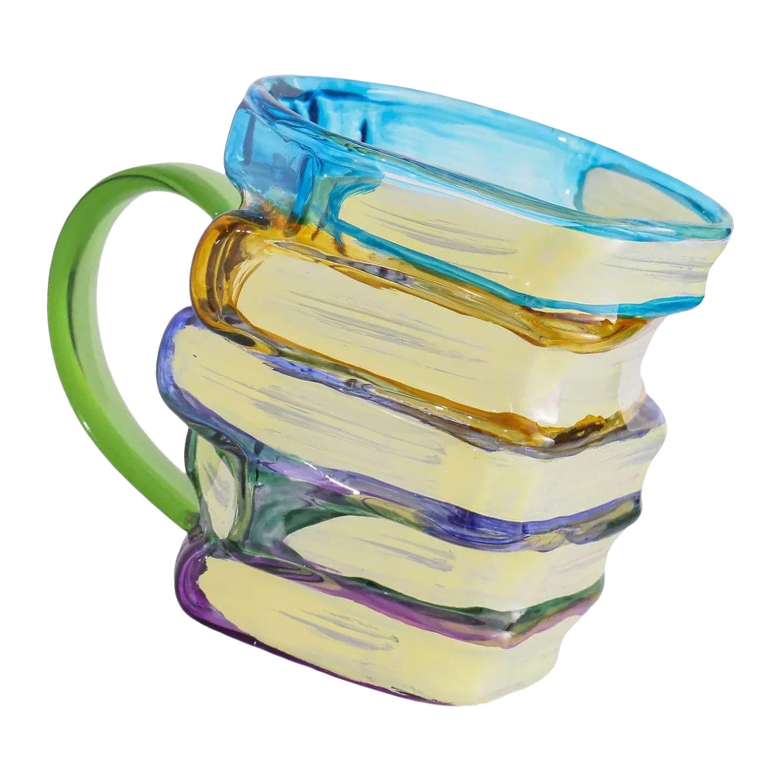 TFAOYS Handcrafted Glass Coffee Mug with Ergonomic Handle, Drinkware for Hot & Cold Beverages Artistic Coffee Cup with Handle