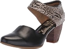 Spring Step L’Artiste Women’s Toolie Pump Shoe - Hand-Painted Tooled Mary Jane Shoe with Adjustable Hook Loop Strap and Leather Wrapped Stacked Heel