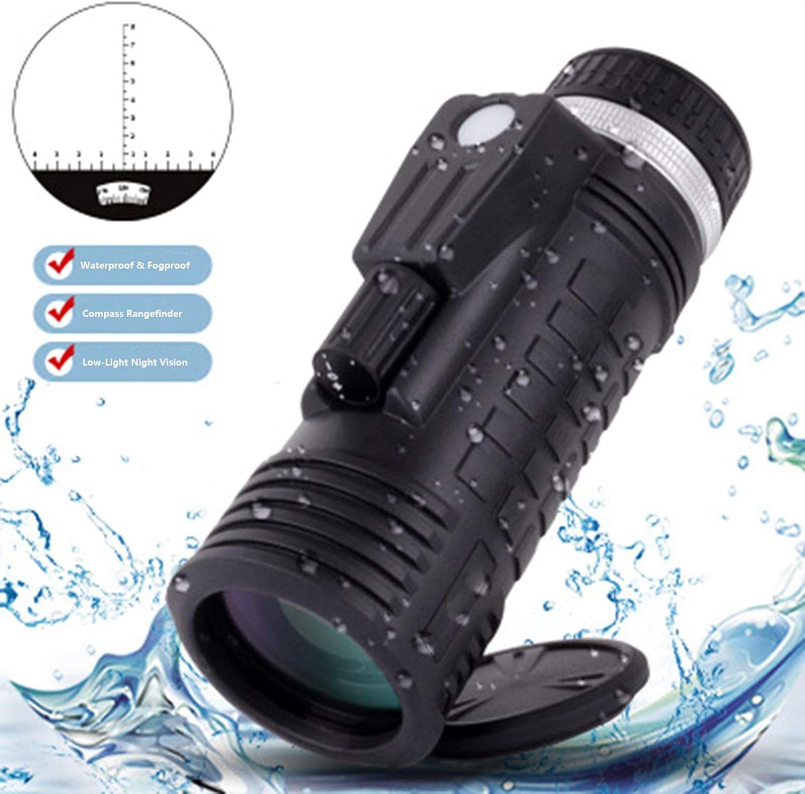 REVAHI Telescopio monoculare Impermeabile 8X42, cannocchiale monoculare antiappannamento con telemetro Bussola Integrato, per Birdwatching, Campeggio, Escursionismo