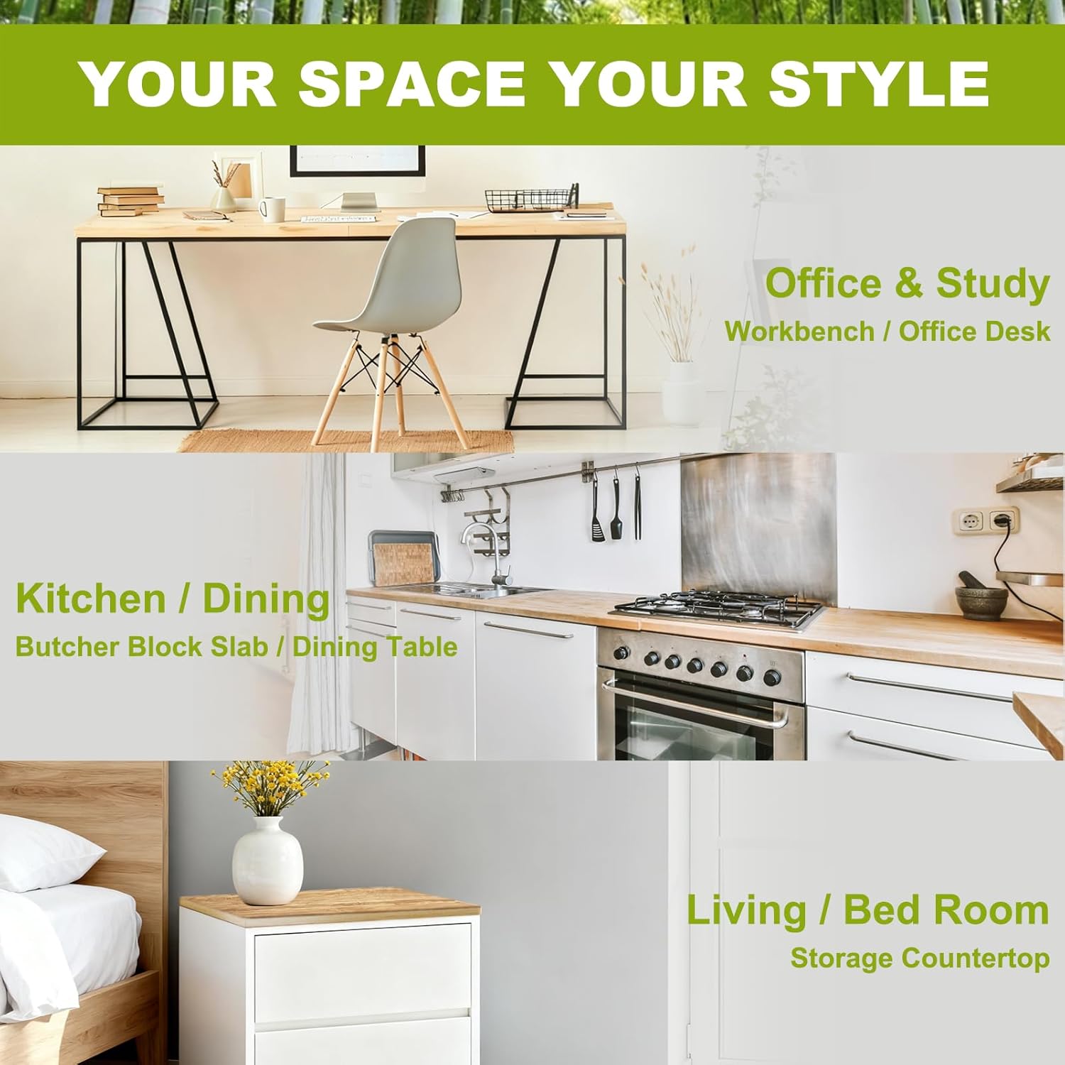 Universal Solid Wood Tabletop, 47.2"x19.7"x0.8" DIY Multi-Purpose Desktop, Rectangular Countertop for Washer Stand, Shelf Board, Workbench & Dining Table, Compatible with Standing Desk Bases